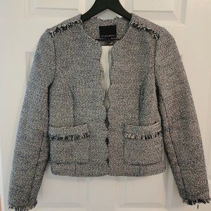 Banana Republic Scalloped Tweed Blue & Cream Glittery Blazer Size 2